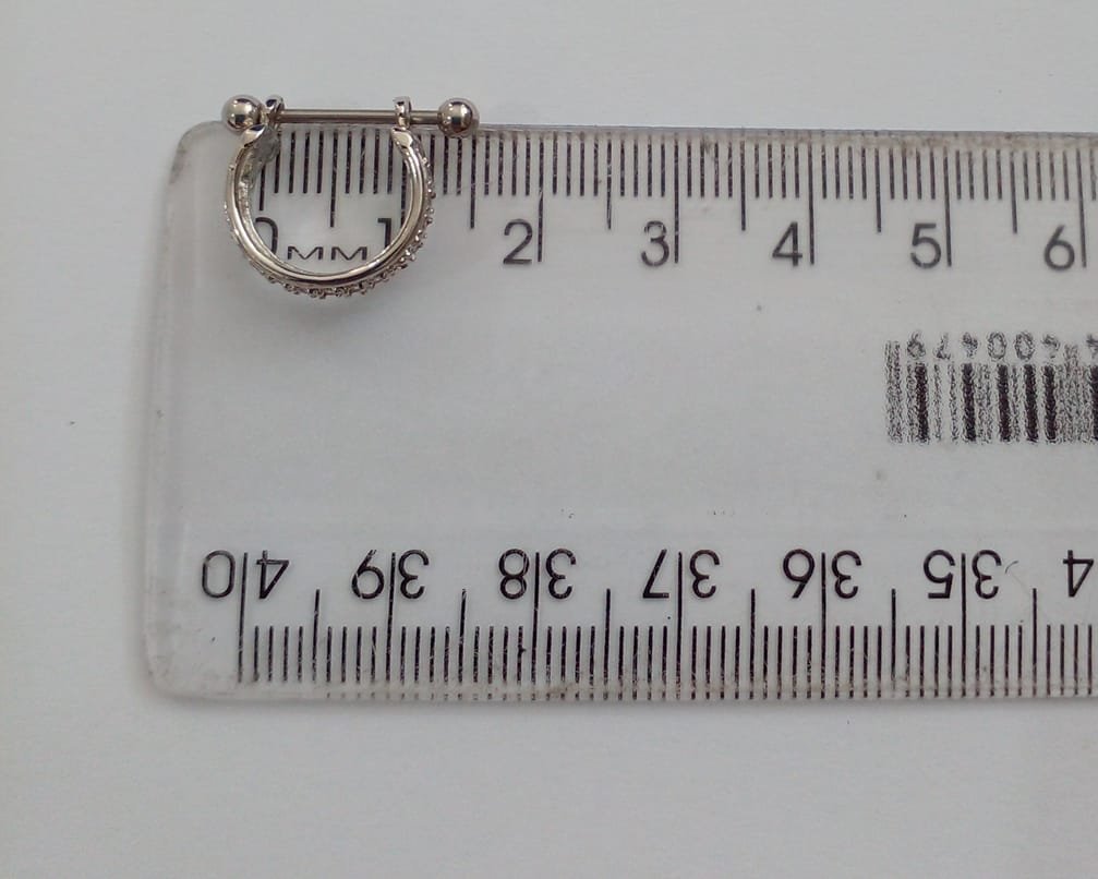 Piercing de furo, aço cirúrgico, argolinha, conch, puro, 11mm, prateado - REF X511 #SE