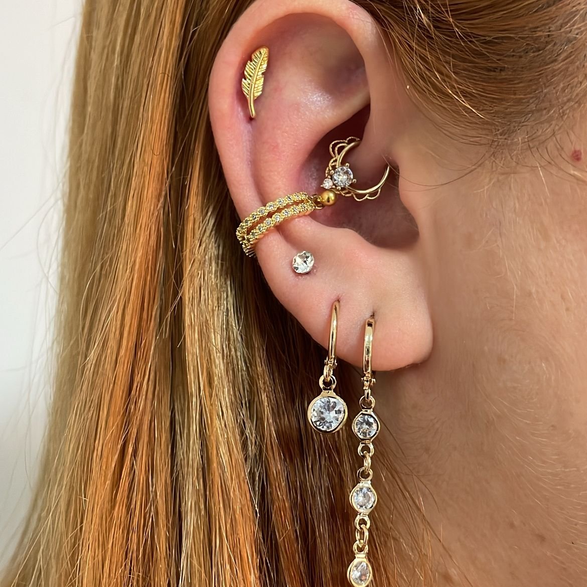 Piercing de furo, aço cirúrgico, argolinha, torção, crispy, dourada - REF X103