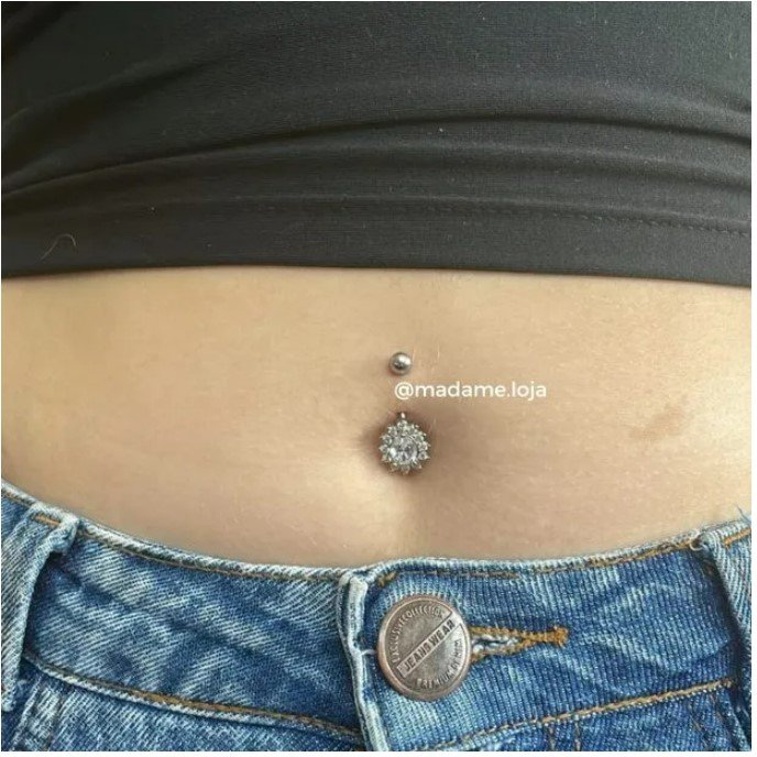 Piercing de furo, aço cirúrgico, umbigo, bella, prateado - REF X569 #SE