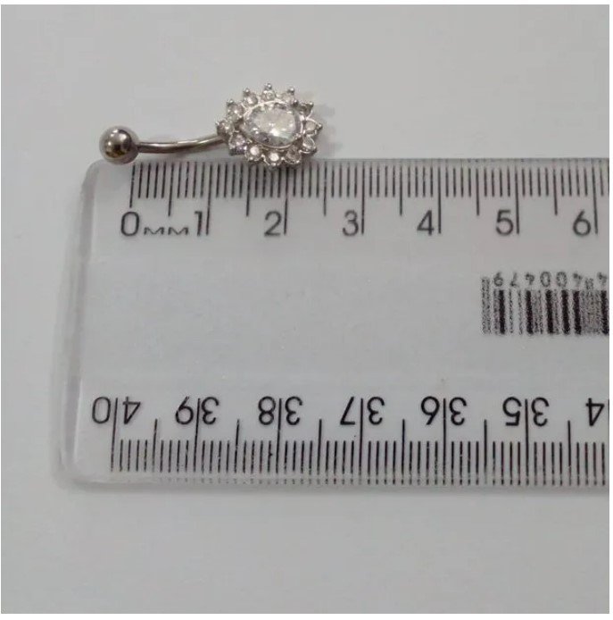 Piercing de furo, aço cirúrgico, umbigo, bella, prateado - REF X569 #SE