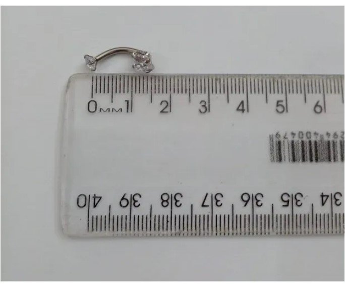 Piercing de furo, aço cirúrgico, umbigo, coração, furta-cor, prateado - REF X449 #SE