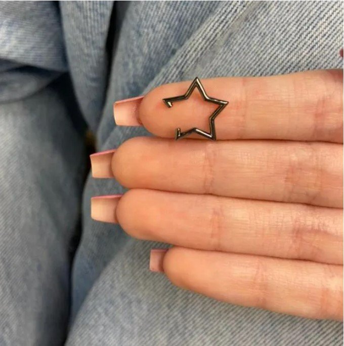 Piercing de pressão, amanda, estelar, ródio negro - REF X371
