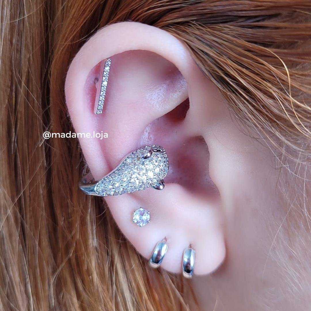Piercing de pressão, lia, tigre, prateado - REF X638