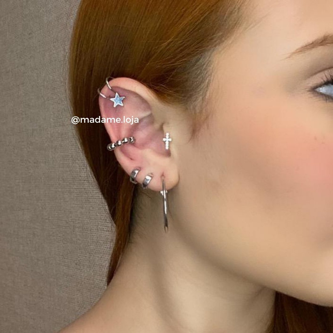 Piercing de pressão, outono, prateado, tam. P - REF X266